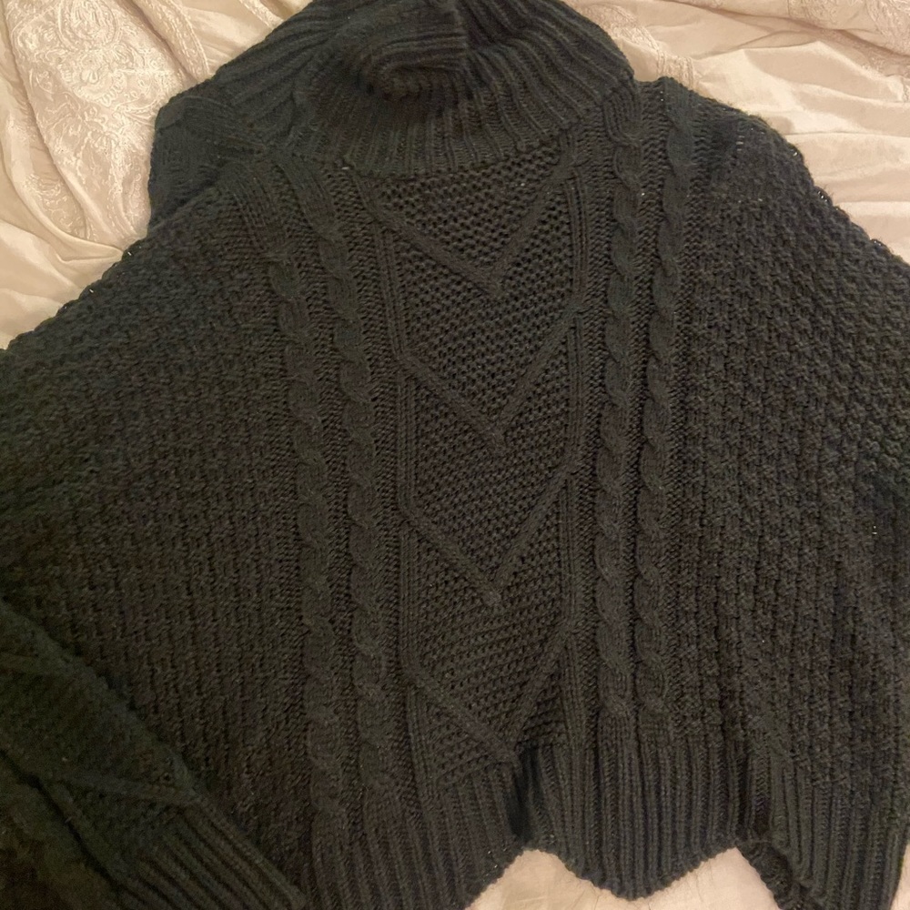 Black knit turtle neck sweater
